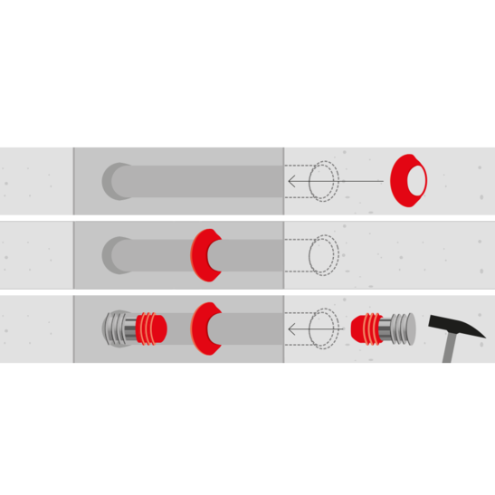 Installation von Flange, Ring und Plug